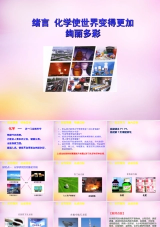 九年级化学上册 绪言 化学使世界变得更加殉丽多彩课件 (新版)新人教版 课件
