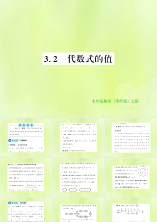 七年级数学上册 第3章 整式的加减 3.2 代数式的值习题课件 (新版)华东师大版 课件