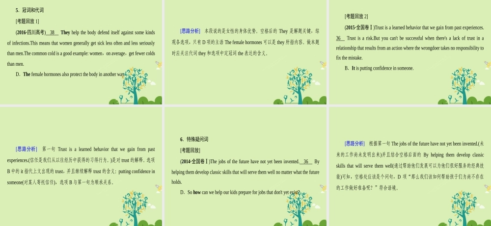 (浙江专版)高考英语二轮复习 专题6 阅读七选五 技法2 依据文中和选项中的 词汇 线索课件
