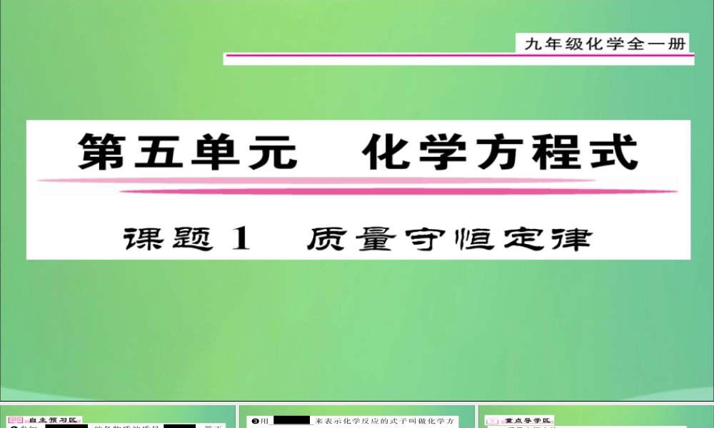 九年级化学上册 第5单元 课题1 质量守恒定律课件 (新版)新人教版 课件