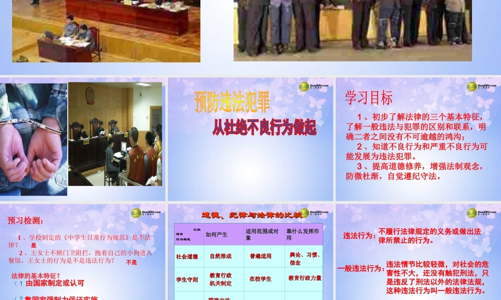 七年级政治下册 预防违法犯罪，从杜绝不良行为做起课件 鲁教版 课件