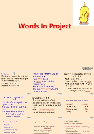 words in project 高一牛津英语模块一Unit3全单元课件[整理八套]