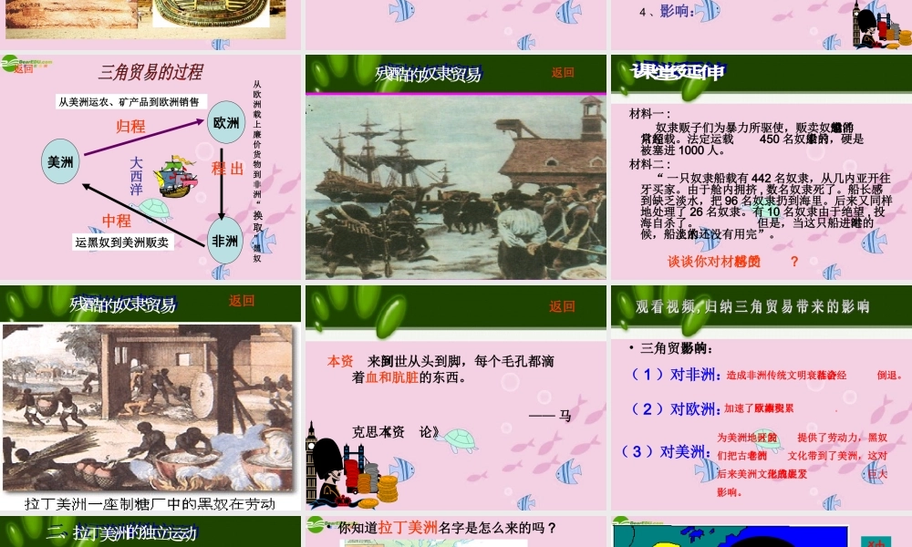 九年级历史 黑奴贸易和拉丁美洲的社会变迁课件 沪教版 课件