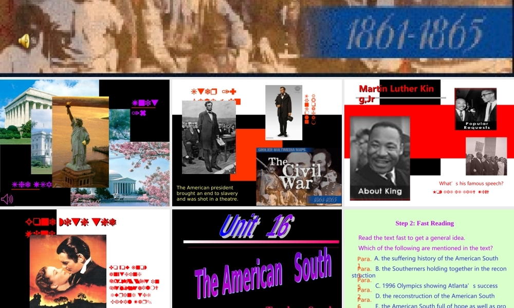 Unit16 The United States reading高二英语课件