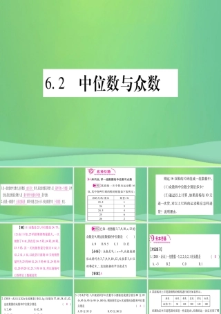 (江西专用)八年级数学上册 第6章 数据的分析 6.2 中位数与众数作业课件 (新版)北师大版 课件