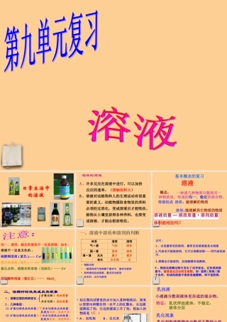 九年级化学下册 第九单元 (溶液)复习课 课件 人教新课标版 课件