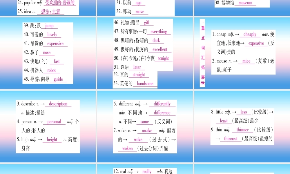 (湖北专用版)版中考英语复习 第一篇 教材系统复习 考点精讲五 七下 Units 9 12实用课件