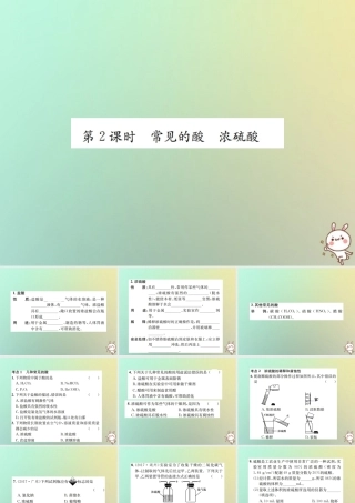 九年级化学下册 第十单元 酸和碱 课题1 常见的酸和碱 第2课时 常见的酸 浓硫酸习题课件 (新版)新人教版 课件