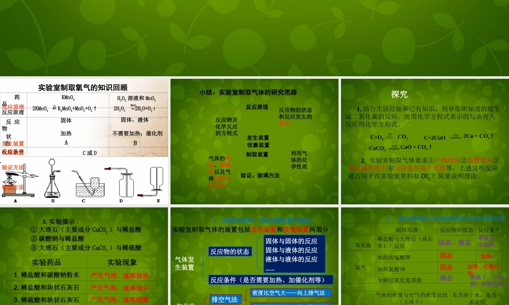 九年级化学上册 第六单元 课题2 二氧化碳制取的研究课件3 (新版)新人教版 课件