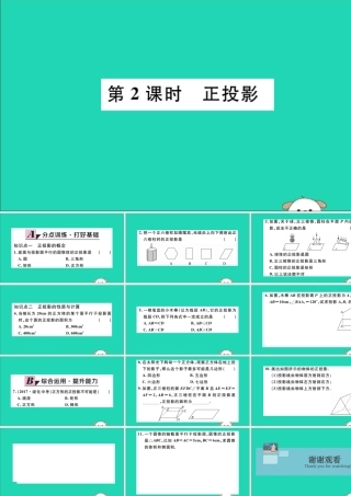 (湖北专用)九年级数学下册 第29章 投影与视图 29.1 投影 第2课时 正投影习题讲评课件 (新版)新人教版 课件