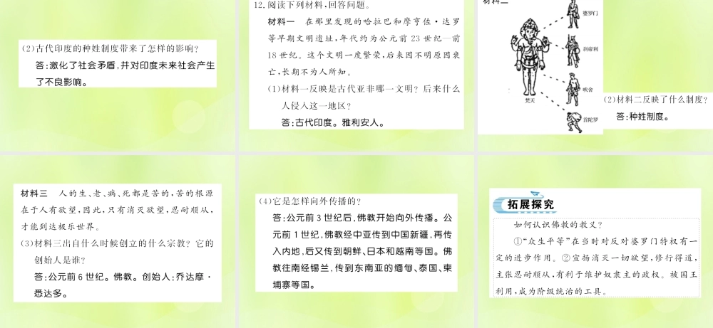 九年级历史上册 第1单元 古代亚非文明 第3课 古代印度习题课件 新人教版 课件