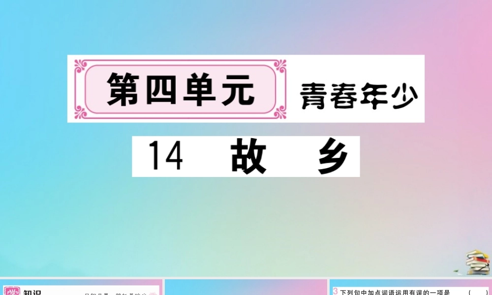 (贵州专版)九年级语文上册 第四单元 14 故乡作业课件 新人教版 课件