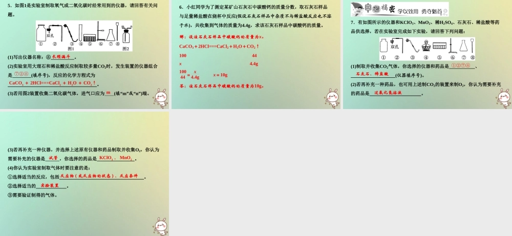 九年级化学上册 第6单元 碳和碳的氧化物 课题2 二氧化碳制取的研究作业课件 (新版)新人教版 课件