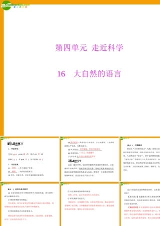 (随堂优化训练)八年级语文上册 第四单元 第16课 大自然的语言配套课件 人教新课标版 课件