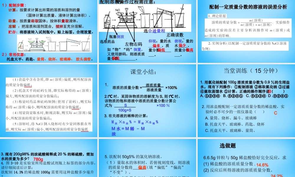 九年级化学下册 93 溶质的质量分数课件2 新人教版 课件