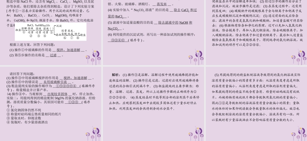 (河北专版)九年级化学 重点题目精讲 第十一单元 盐 化肥课件 (新版)新人教版 课件