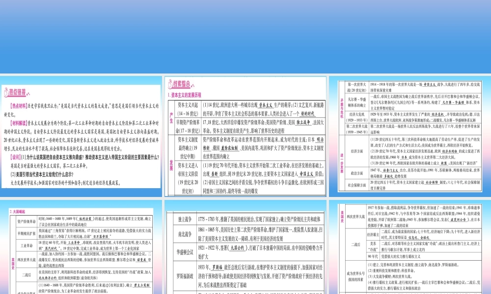 (甘肃专用)中考历史总复习 第二篇 知能综合提升 专题六 资本主义的发展历程及大国崛起课件