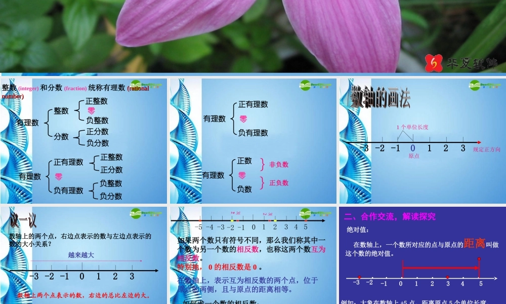七年级数学上册 2.2(数轴)复习课 北师大版 课件