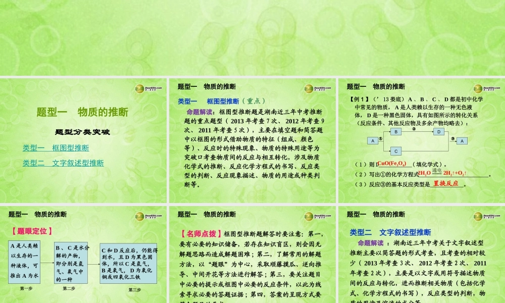 (湖南专用)中考化学总复习 第三部分 重点题型突破课件(考点清单+13年中考试题) 课件