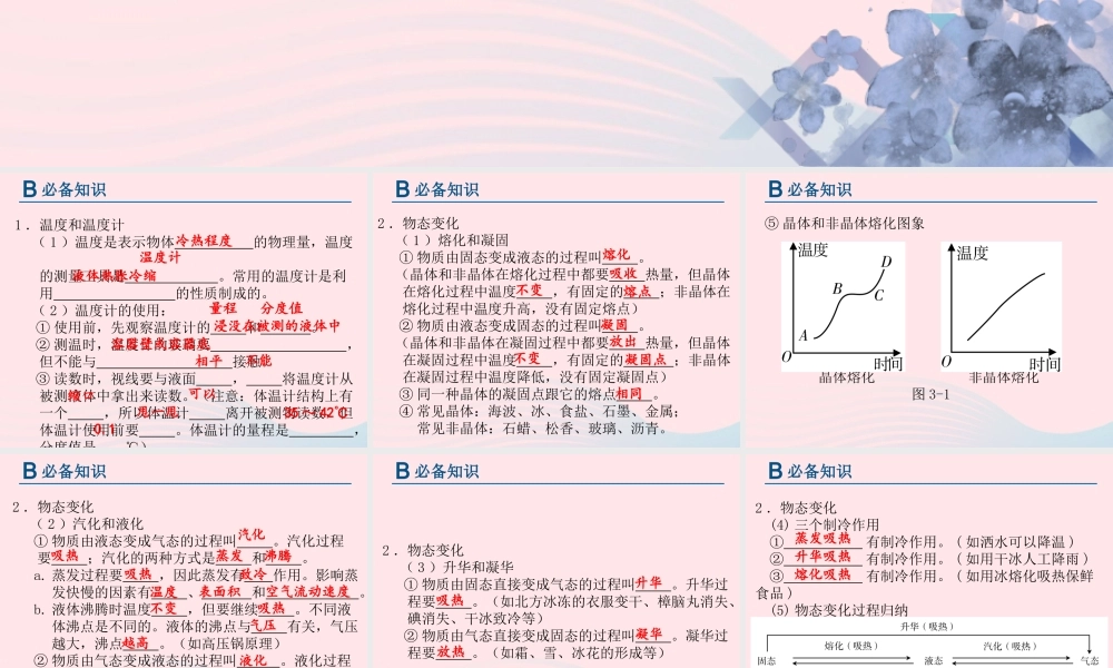 中考物理总复习 第一轮 基础过关 瞄准考点第3讲 物态变化课件