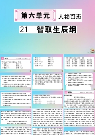 (贵州专版)九年级语文上册 第六单元 21 智取生辰纲作业课件 新人教版 课件