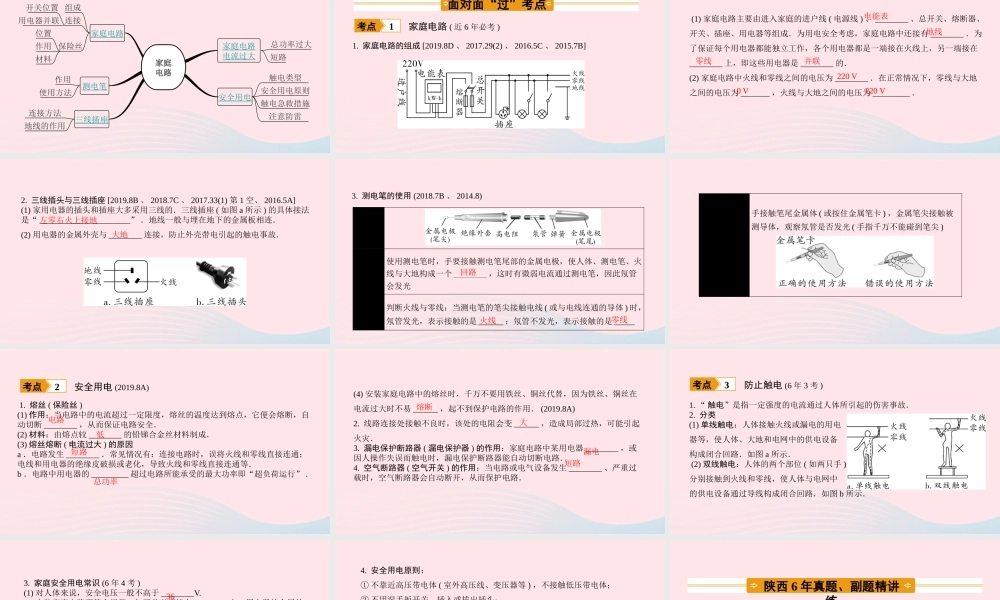 中考物理一轮复习 基础考点一遍过 第十五章 家庭电路与安全用电课件