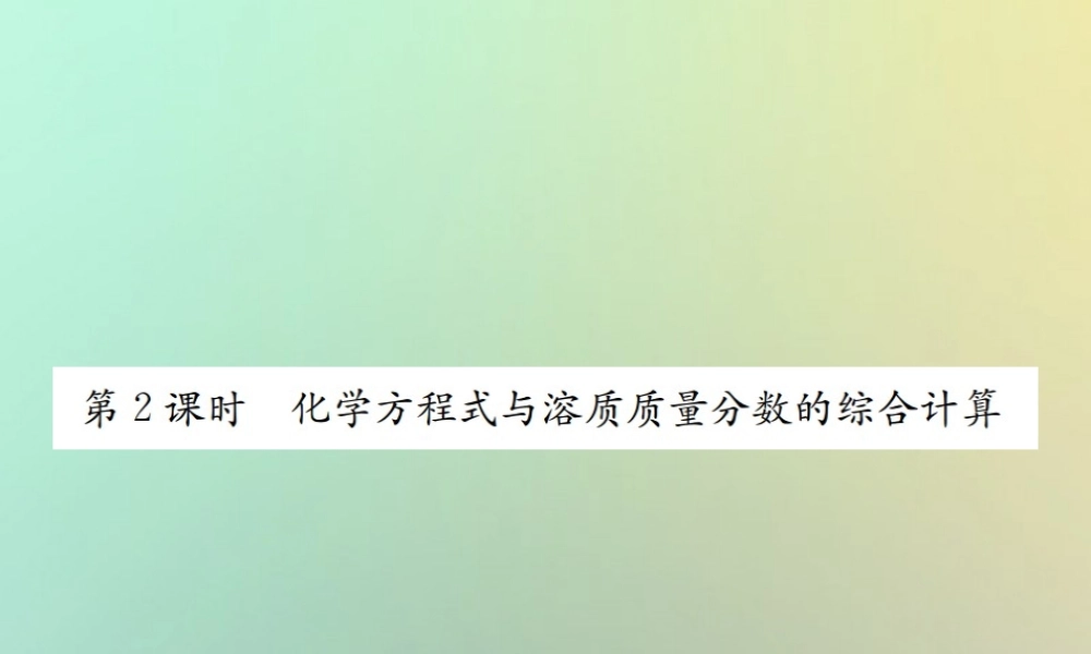 九年级化学下册 第九单元 溶液 课题3 溶液的浓度 第2课时 化学方程式与溶质质量分数的综合计算习题课件 (新版)新人教版 课件