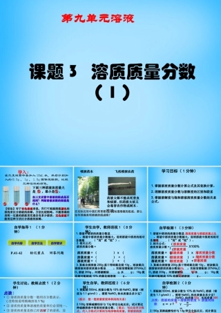 九年级化学下册 93 溶质的质量分数课件1 新人教版 课件
