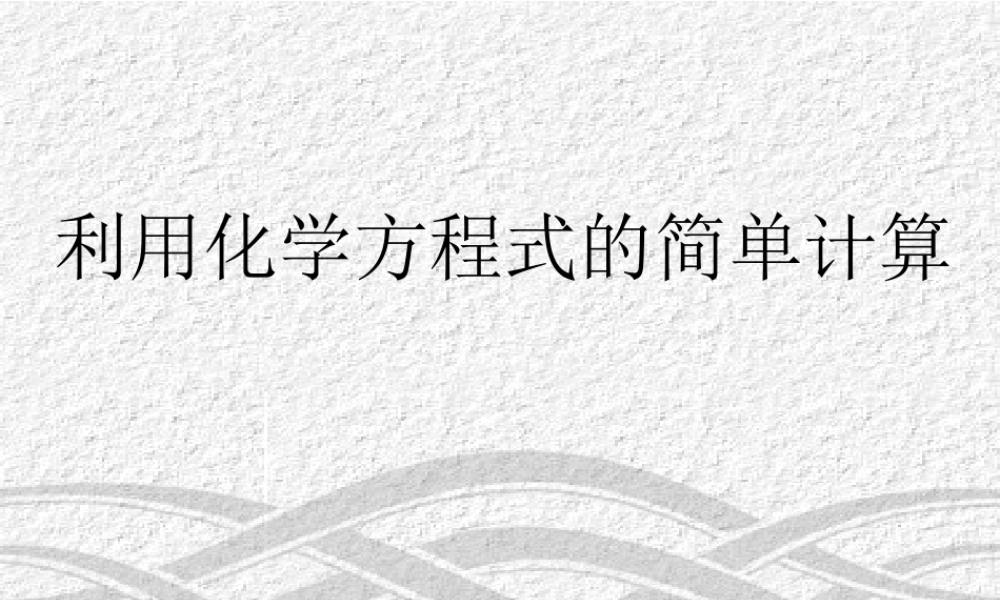 九年级化学上册利用化学方程式的简单计算1课件