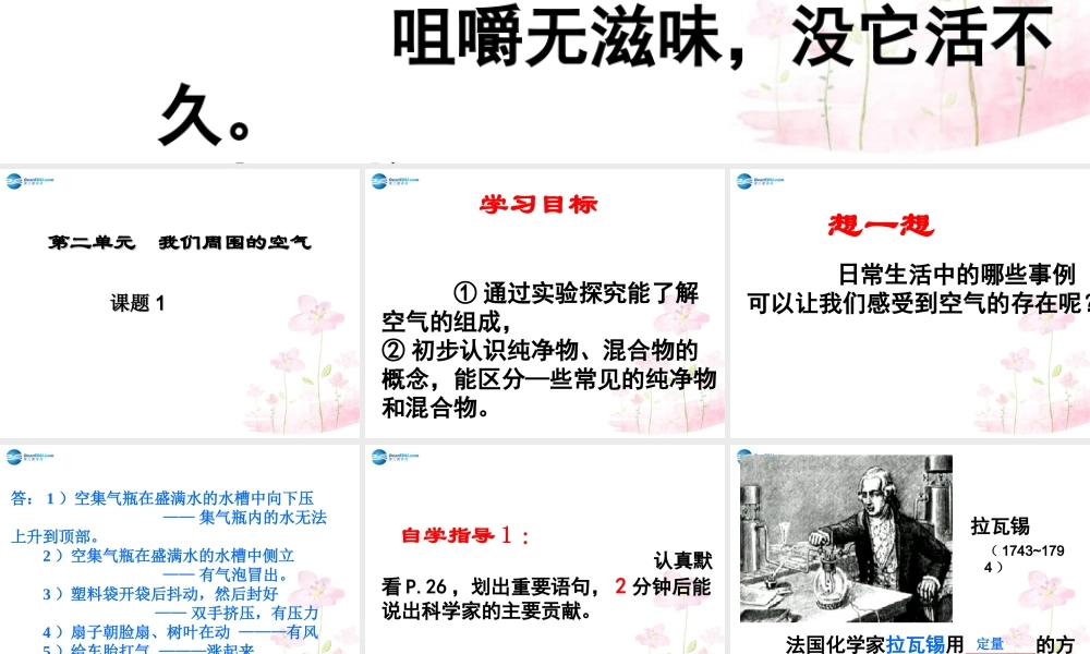 九年级化学第二单元 课题1 空气课件 (新版)新人教版 课件