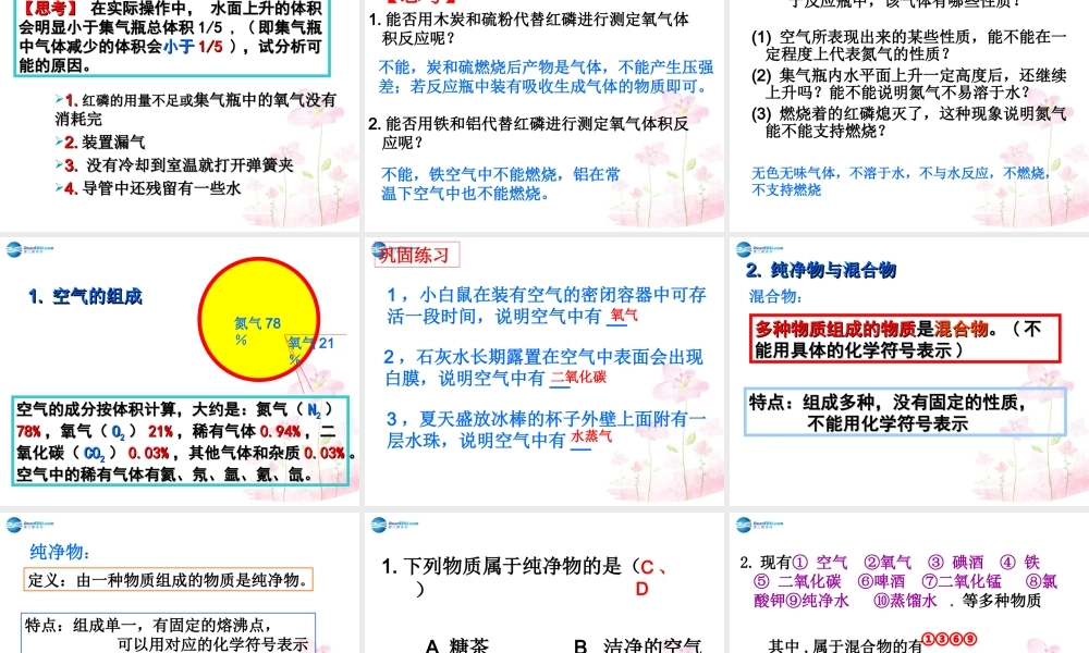 九年级化学第二单元 课题1 空气课件 (新版)新人教版 课件