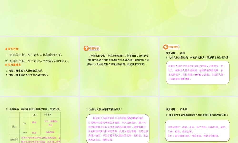 九年级化学下册 第十二单元 化学与生活 课题1 人类重要的营养物质(第2课时)高效课堂课件 (新版)新人教版 课件