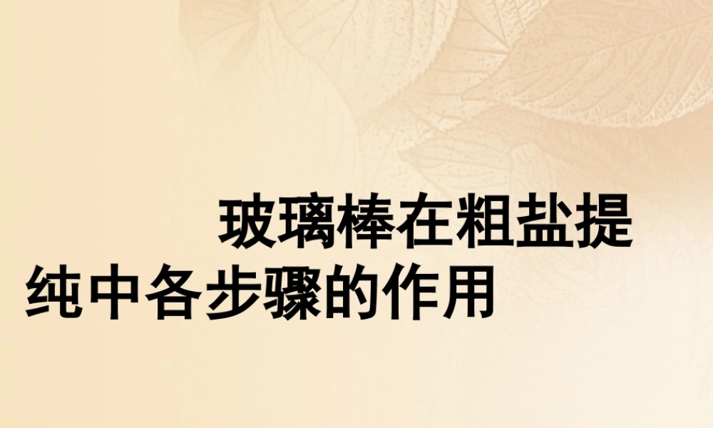 九年级化学下册 74 结晶现象 玻璃棒在粗盐提纯中各步骤的作用素材 (新版)粤教版 素材