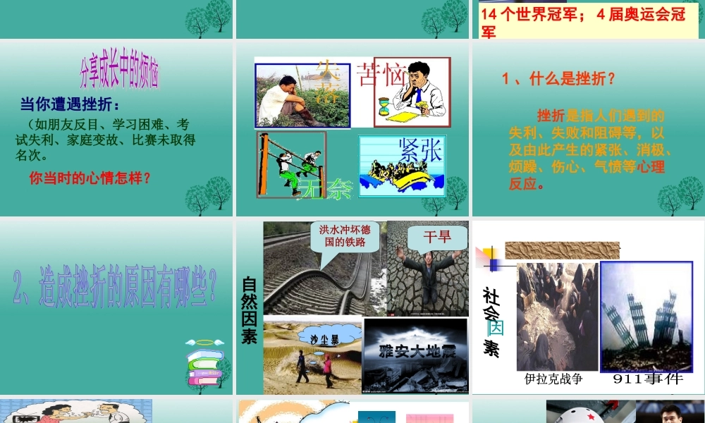 (秋季版)七年级政治上册 4.7.1 人生难免有挫折课件2 鲁人版六三制(道德与法治) 课件