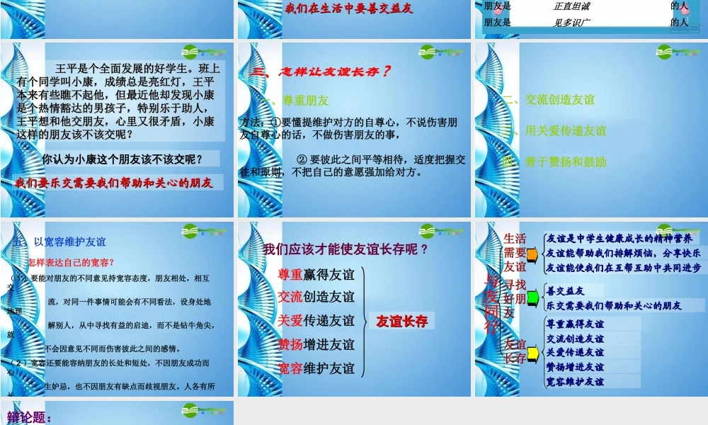 七年级思想品德上册 第三单元 相处之道 第九课 与友同行课件 湘教版 课件