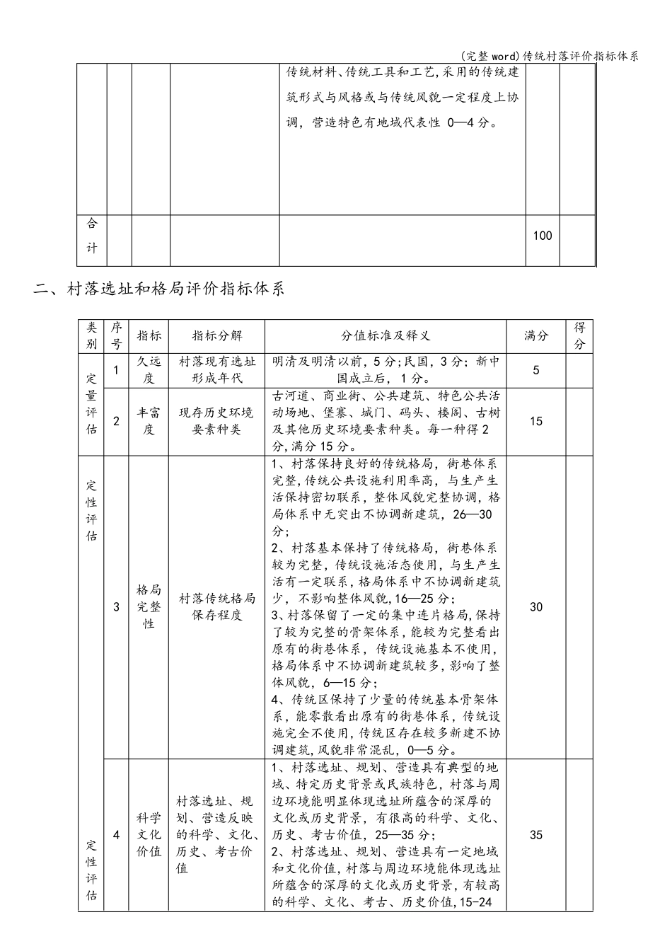 (完整word)传统村落评价指标体系_第3页