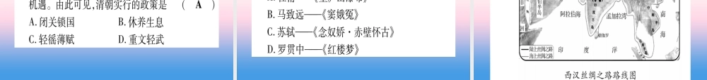 (甘肃专用)中考历史总复习 第一篇 考点系统复习 板块一 中国古代史 主题六 统一多民族国家的巩固与发展(精练)课件
