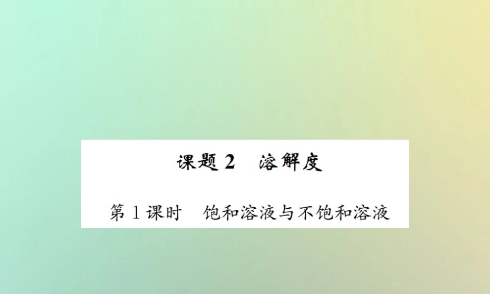 九年级化学下册 第九单元 溶液 课题2 溶解度 第1课时 饱和溶液与不饱和溶液习题课件 (新版)新人教版 课件
