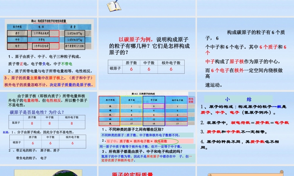 九年级化学上册 课题1原子的构成课件 人教新课标版 课件