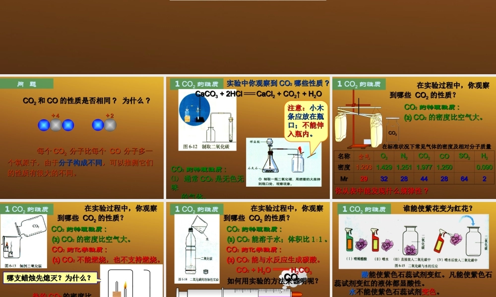 九年级化学上册 63 二氧化碳和一氧化碳 ⑴课件 人教新课标版 课件