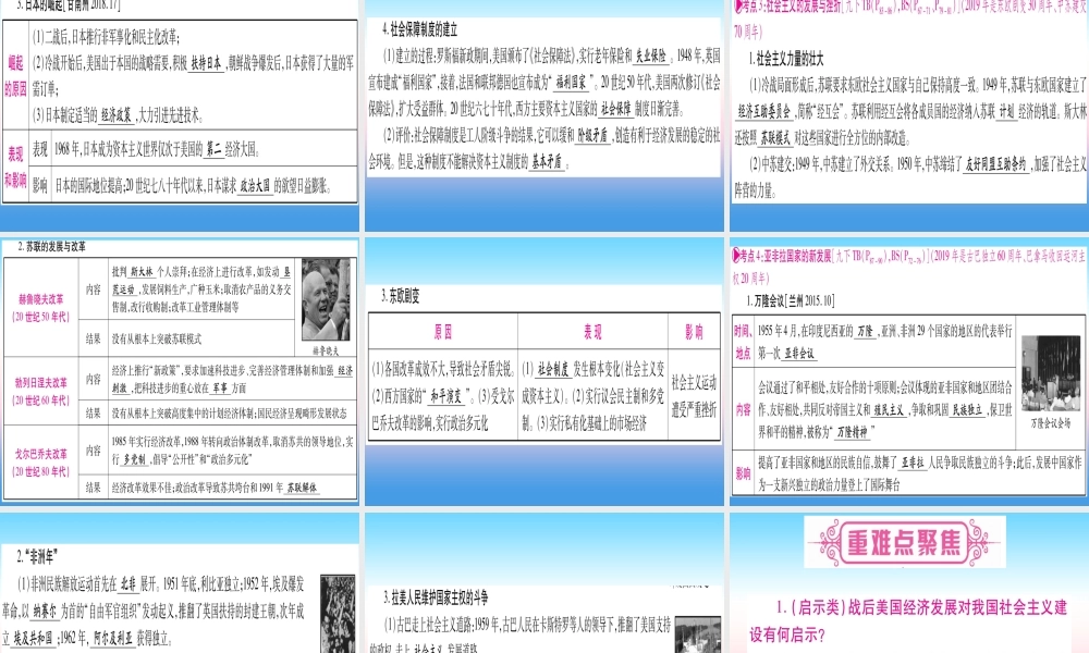 (甘肃专用)中考历史总复习 第一篇 考点系统复习 板块六 世界现代史 主题三 冷战和美苏对峙的世界(精讲)课件
