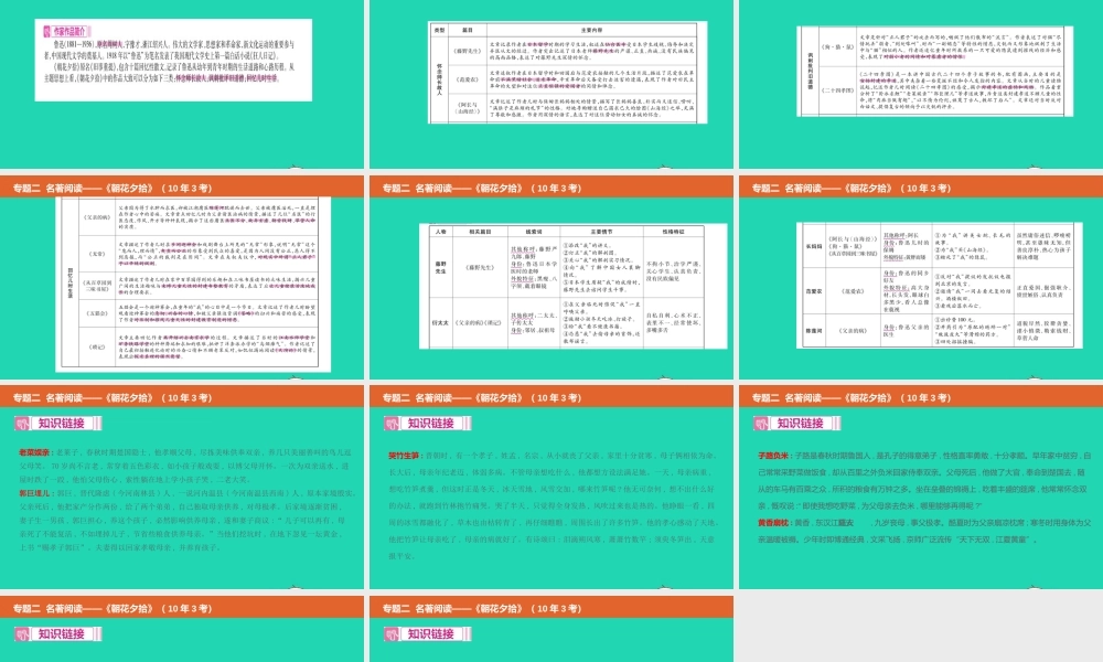 中考语文总复习 第二部分 语文积累与综合运用 专题二 名著阅读(朝花夕拾)课件