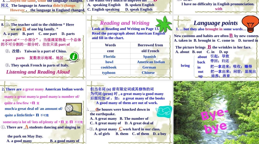 Unit2 integrating skills 人教版 课件