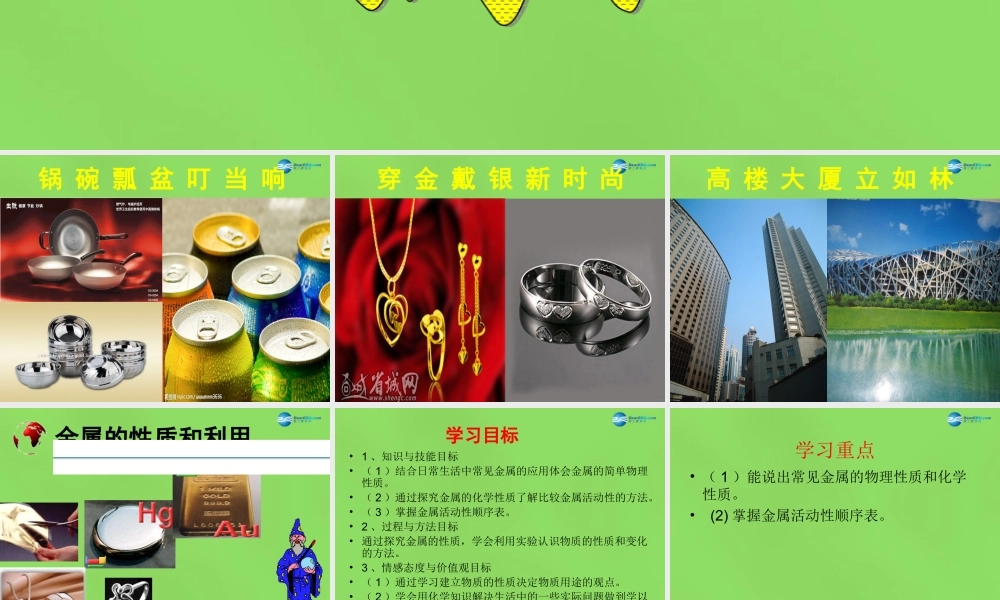 九年级化学全册 51 金属的性质和利用课件 (新版)沪教版 课件