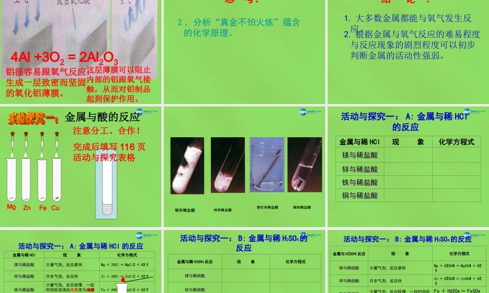 九年级化学全册 51 金属的性质和利用课件 (新版)沪教版 课件