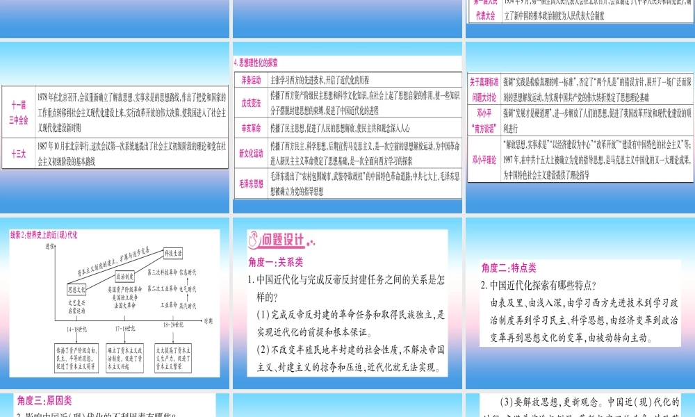 (云南专用)中考历史总复习 第2篇 知能综合提升 专题4(中国制造)—中外近现代化历程课件
