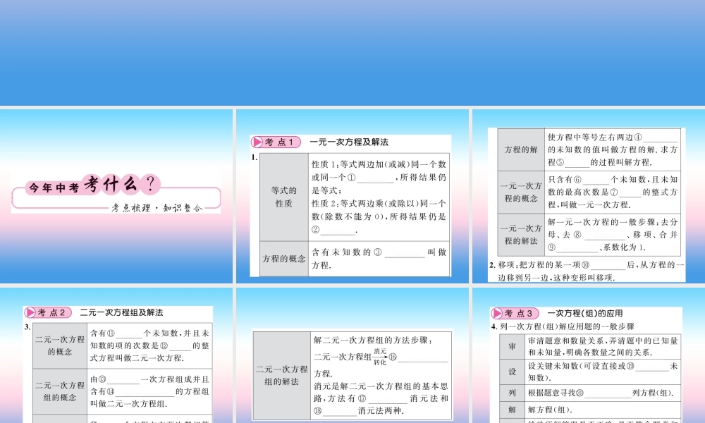 (课标版通用)中考数学一轮复习 第2章 方程组与一元一次不等式组 第5节习题课件