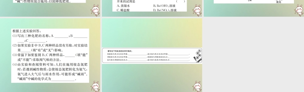 九年级化学下册 第十一单元 盐 化肥 课题2 化学肥料 第2课时 化肥的简易鉴别课件 (新版)新人教版 课件