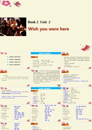 (江苏专用)高考英语一轮复习 Unit 2 Wish you were here课件 牛津译林版必修2 课件