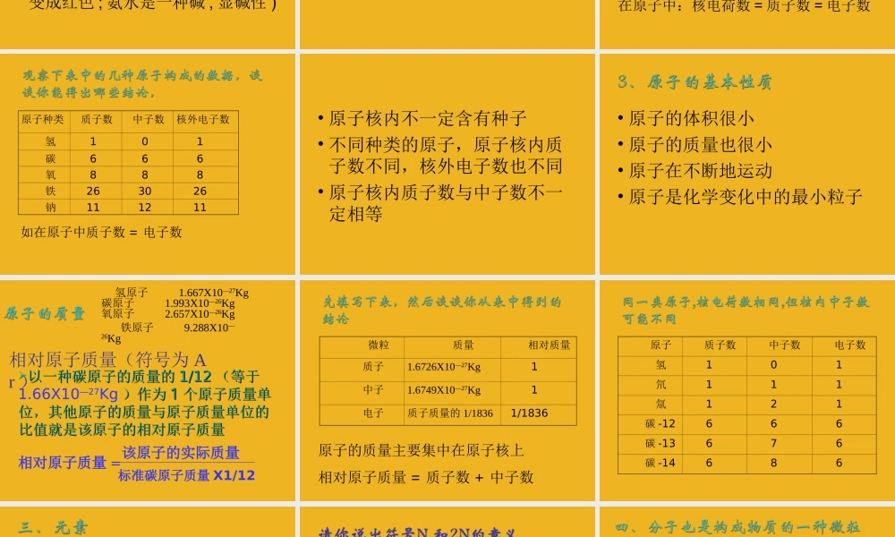 九年级化学 单元3 构成物质的微粒课件 湘教版 课件